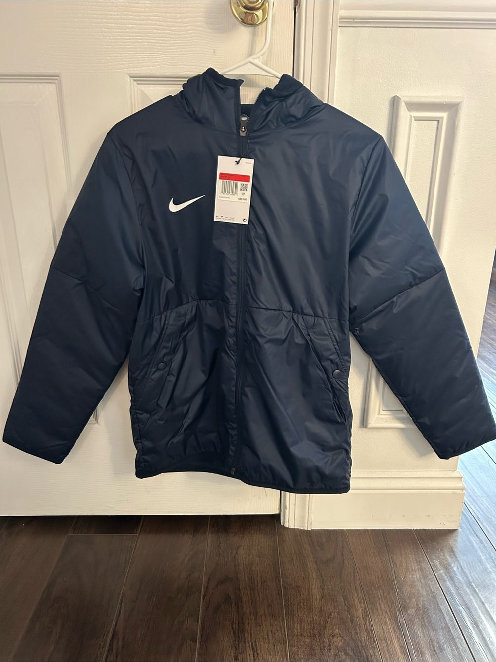 Nike Kids' Navy Hooded Fleece Lines Puffer Jacket